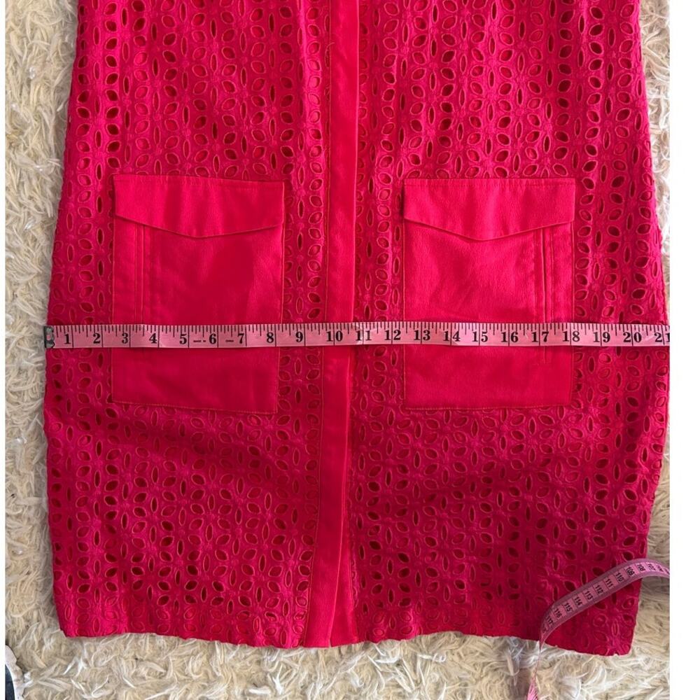 Cece Women's Sz 10 Bright Pink Lined Eyelet Sleeveless Sheath Shirt Dress #0327 - Picture 14 of 14